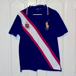 Polo Ralph Lauren Crest Embroidered Shirt Shorts Sleeves Blue Size L